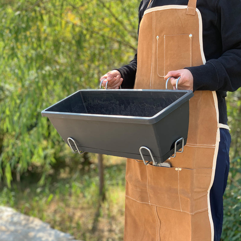 Rectangular Black Plastic Planter Set of 3 with Holder for Garden Balcony