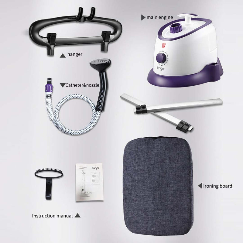Vertical Garment Steamer 1700ml 1800w Twin Pole Purple Adjustable with Hanger