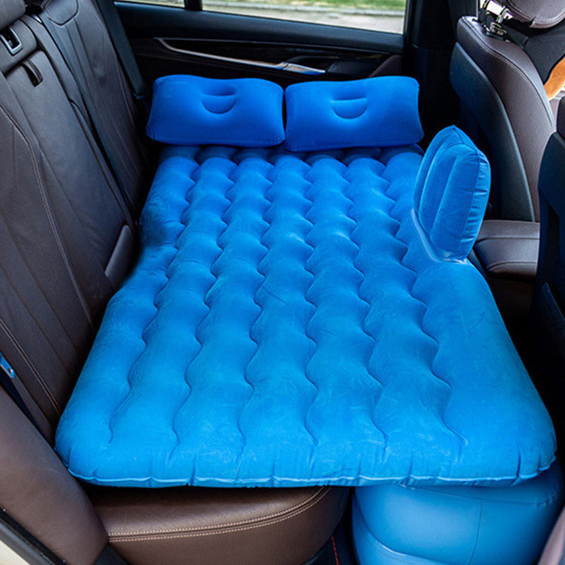 Blue Inflatable Car Mattress Portable Camping Air Bed with 2 Pillows and Pump