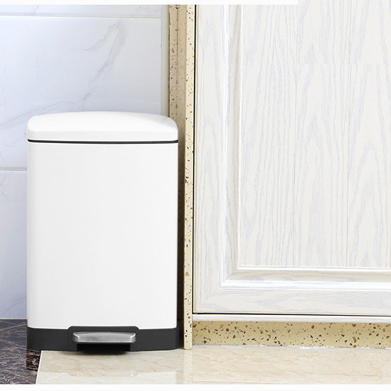 2X 12L Stainless Steel Pedal Bin Rectangular Soft Close Lid White