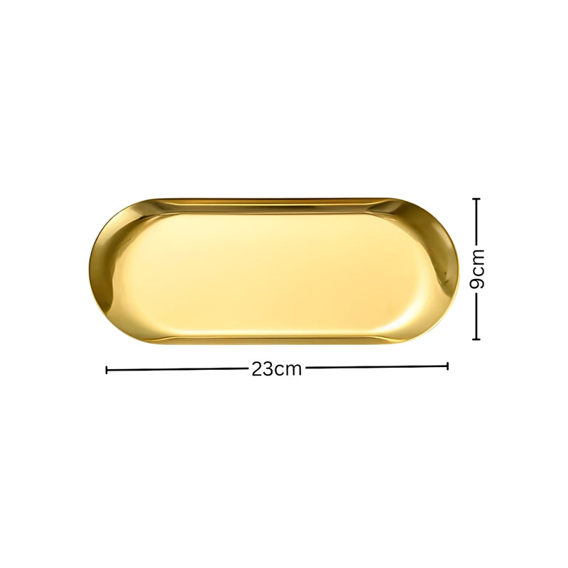 Oval Stainless Steel Plate Set 3 Pieces Small Medium Large Gold Nordic