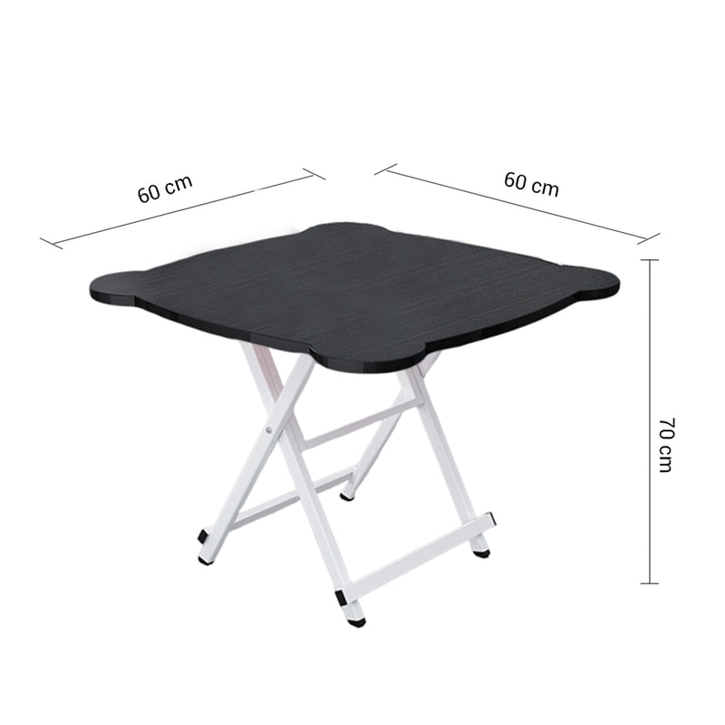 Minimalist Cat Ear Folding Table MDF Iron Legs 60x60x70cm Black White