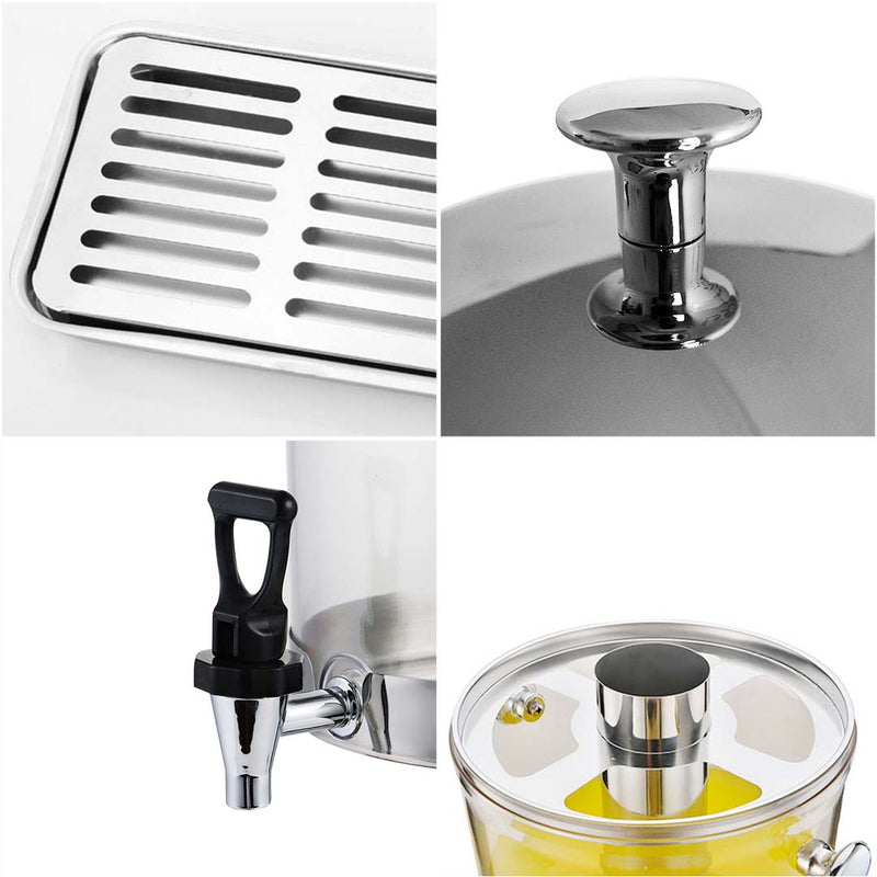 2X 8L Stainless Steel Beverage Dispenser Dual Server With Ice Tube Mirror Finish