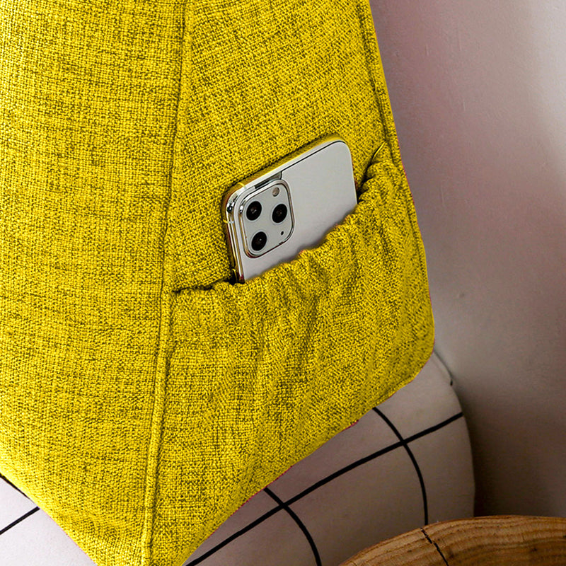 2X 100cm Yellow Triangular Wedge Bed Pillow Polyester Filled Button Tufted