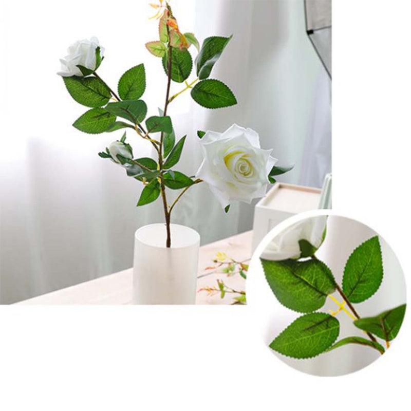Artificial Silk Rose Bouquet 12pcs Real Touch 85cm White Table Decor