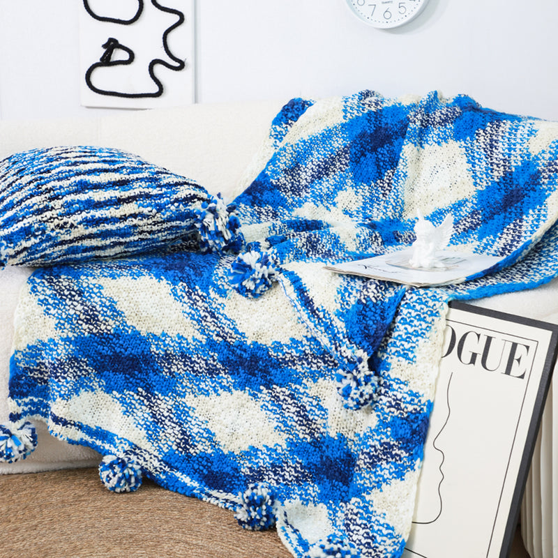 90x200cm Polyester Throw Blanket Deep Sea Blue Gradient Dyed Plush Cozy