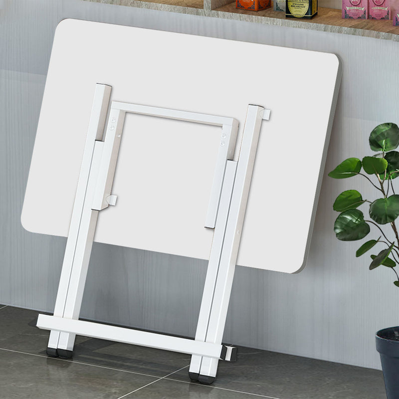 2X White Square Dining Table MDF Top Aluminum Legs 60x60x70cm Portable