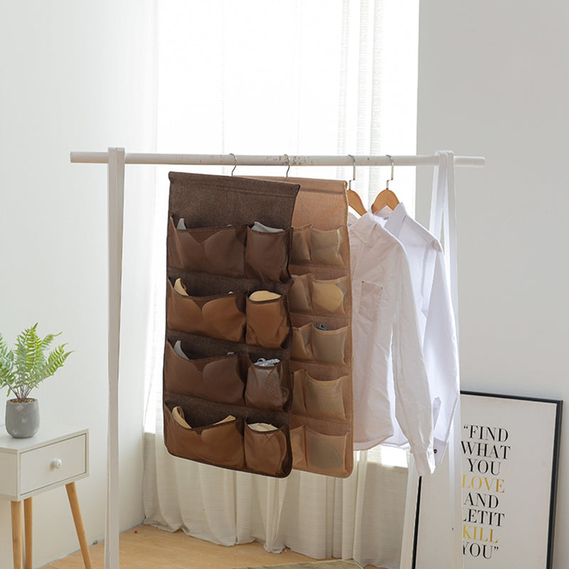 Coffee Double Sided Hanging Storage Bag Mesh Pockets Organizer 44.5x83cm