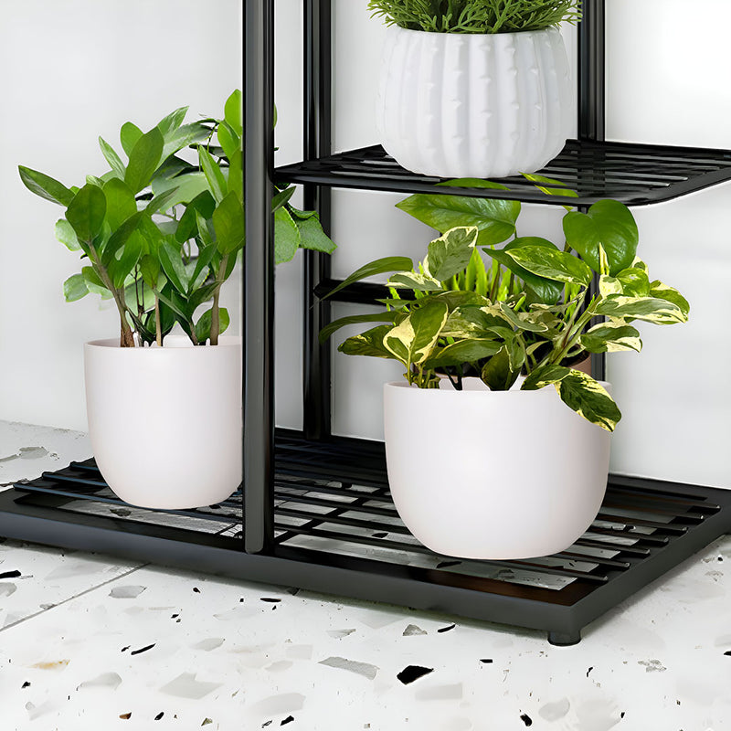 2X 7 Tier 8 Pots Metal Plant Stand Black Space Saving Indoor Rack
