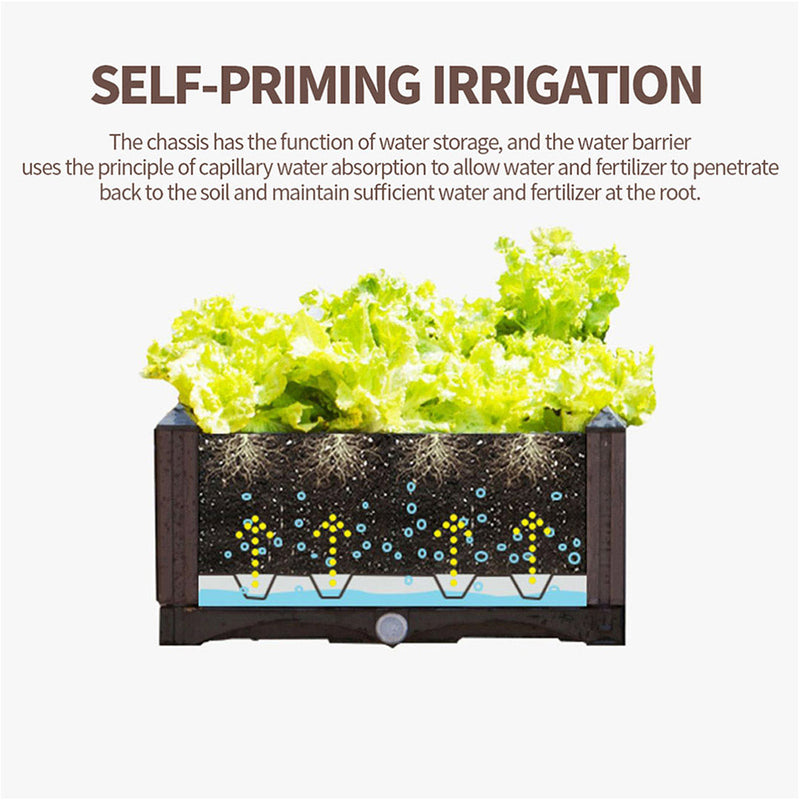 120cm Raised Garden Bed Outdoor Polypropylene Self-Watering Planter Box Brown