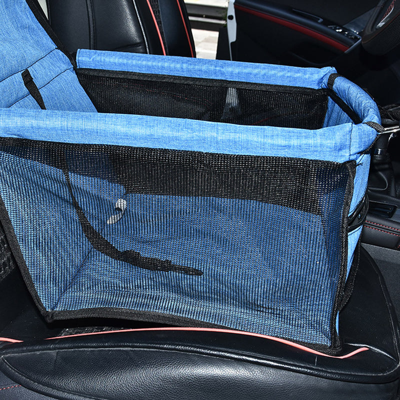 Pet Booster Car Seat 600D PVC Mesh Safety Tether 40x30x25cm Waterproof Blue