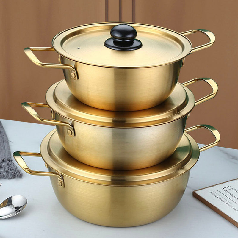 Ramen Pot 16cm Stainless Steel With Lid Induction Compatible Yellow