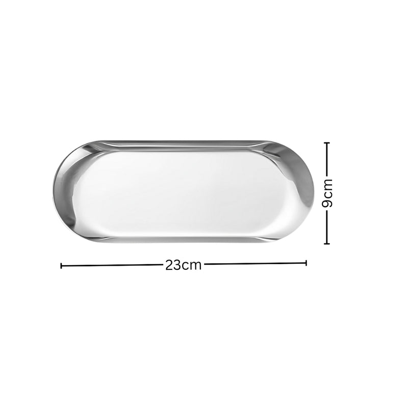Oval Stainless Steel Plate Set 3 Pieces Small Medium Large Silver Nordic