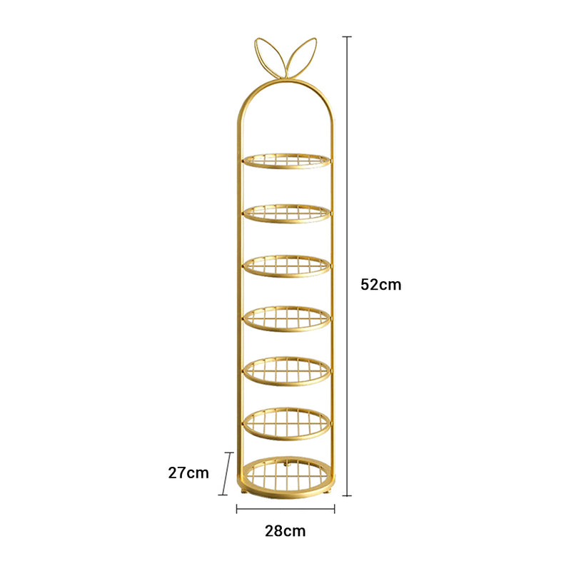 7 Tier Gold Plated Metal Shoe Organizer Space Saving Portable 27x28x52cm
