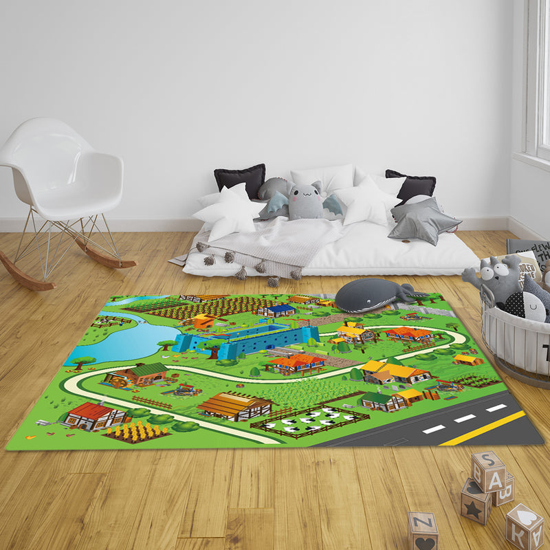 2X 120cm Kids Play Mat Street Map Rug Educational Polyester Area Carpet Multicolor