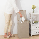 Beige Medium Collapsible Canvas Laundry Hamper Foldable Storage Box Organizer