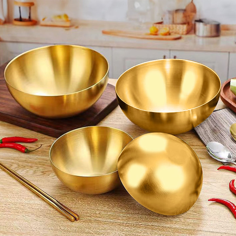 Gold 20cm Stainless Steel Salad Bowl Model 201 Durable Elegant Kitchen Essential