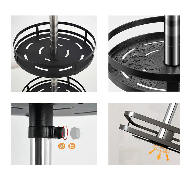 3 Tier Round Rotating Kitchen Spice Rack Carbon Steel 25x25x59cm Black