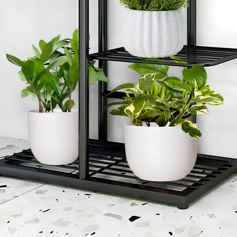 2X 8 Tier 9 Pots Metal Plant Stand Black 44.5x22x140cm Indoor