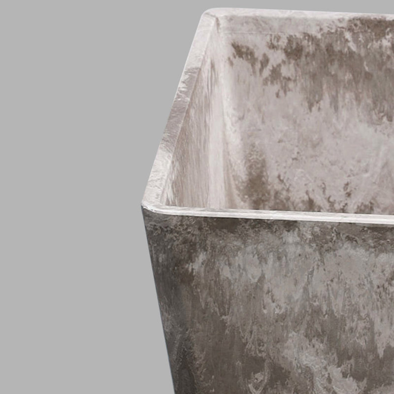 2X 27cm Sand Grey Square Resin Tapered Planter Concrete Look Home Office