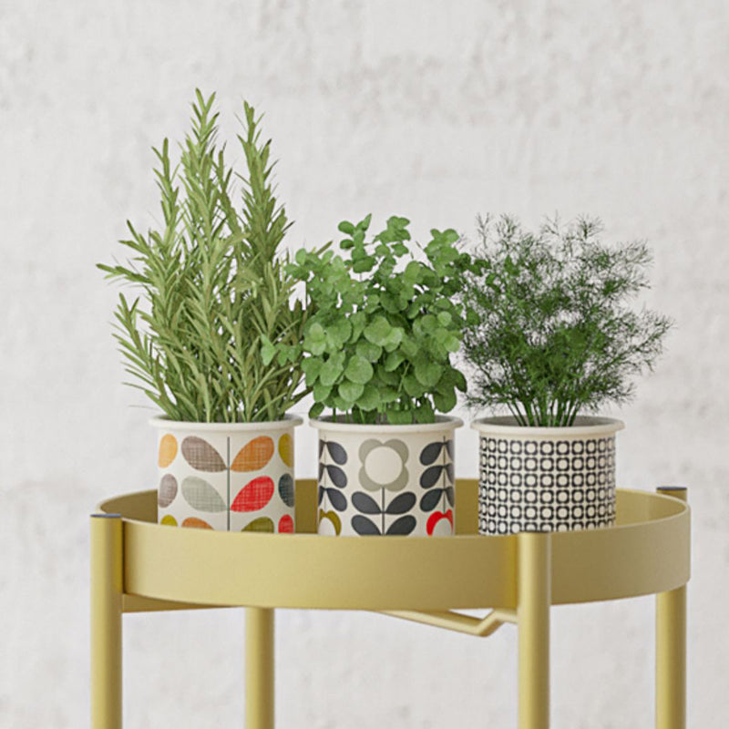 2 Tier Metal Plant Stand 80cm Gold Enamel Pots Corner Indoor Outdoor