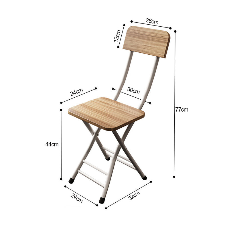 Oak Grain Foldable Chair Mdf Seat Aluminum Legs 77cm Space Saving Set of 2