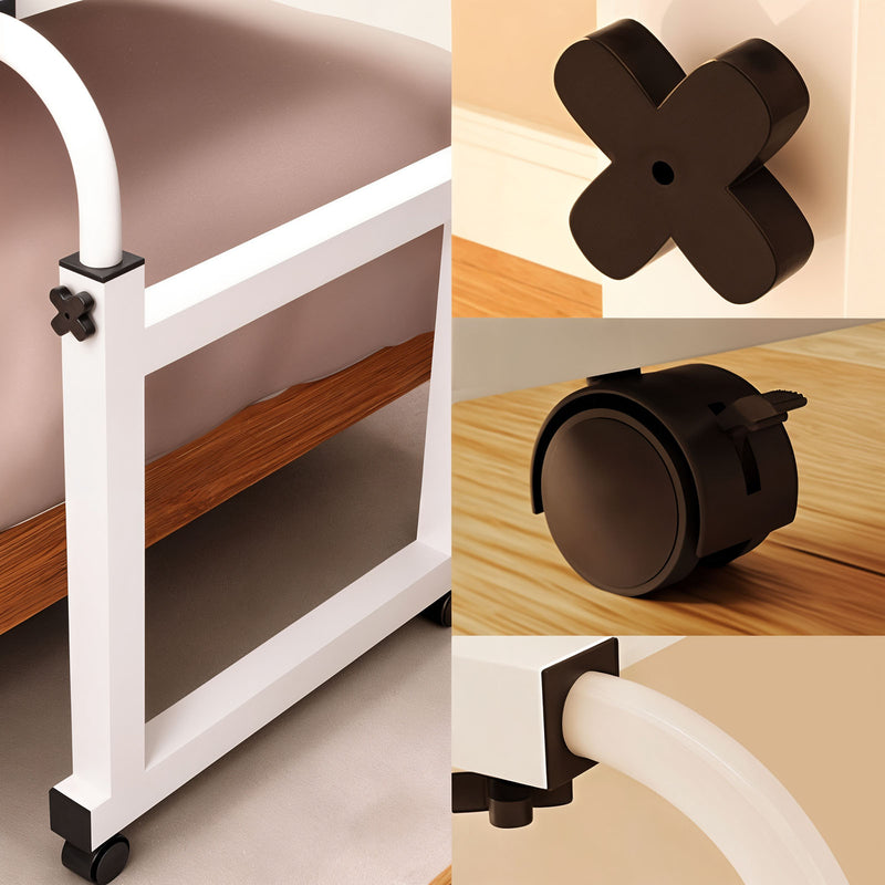 Wood Bed Desk Table 120x45cm Extendable 120 To 210cm Height 65 To 95cm Wheels