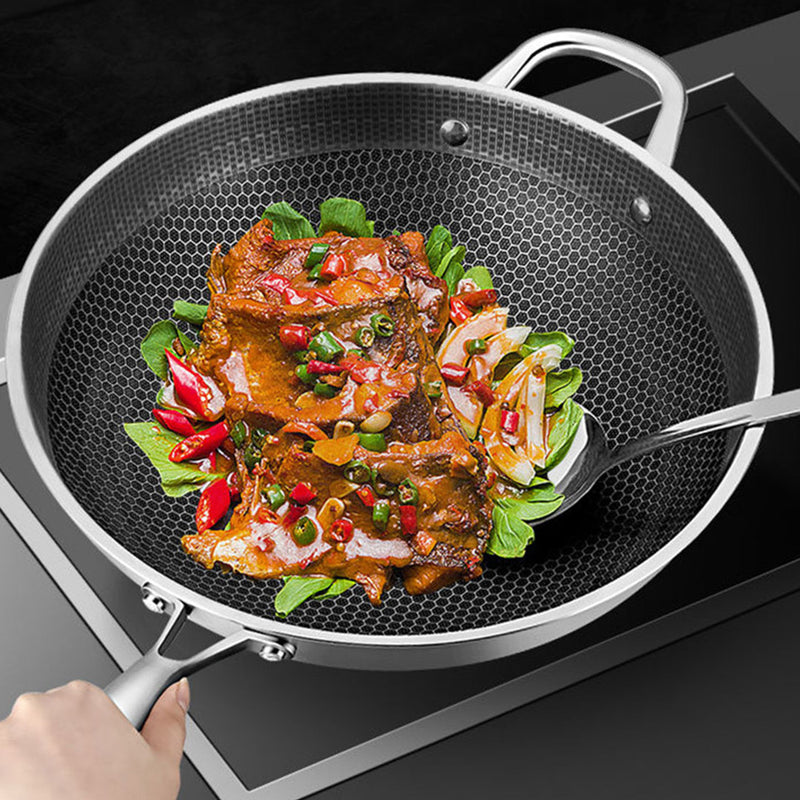 32cm Stainless Steel Non Stick Fry Pan with Glass Lid Tri Ply Skillet