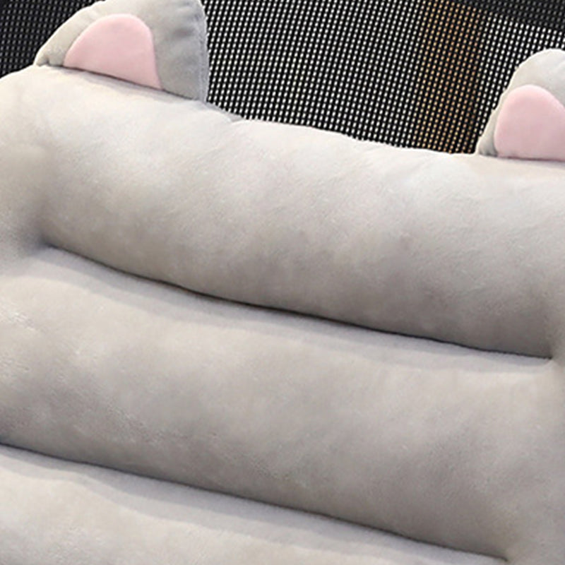 Grey Siamese Cushion With Cat Ears Office Chair Back Waist Support Decor 80cm