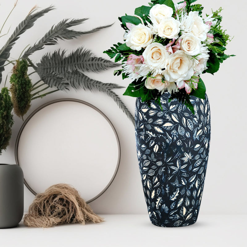 Ceramic Flower Vase 35x17cm Large Blue Elegant Living Room Decor