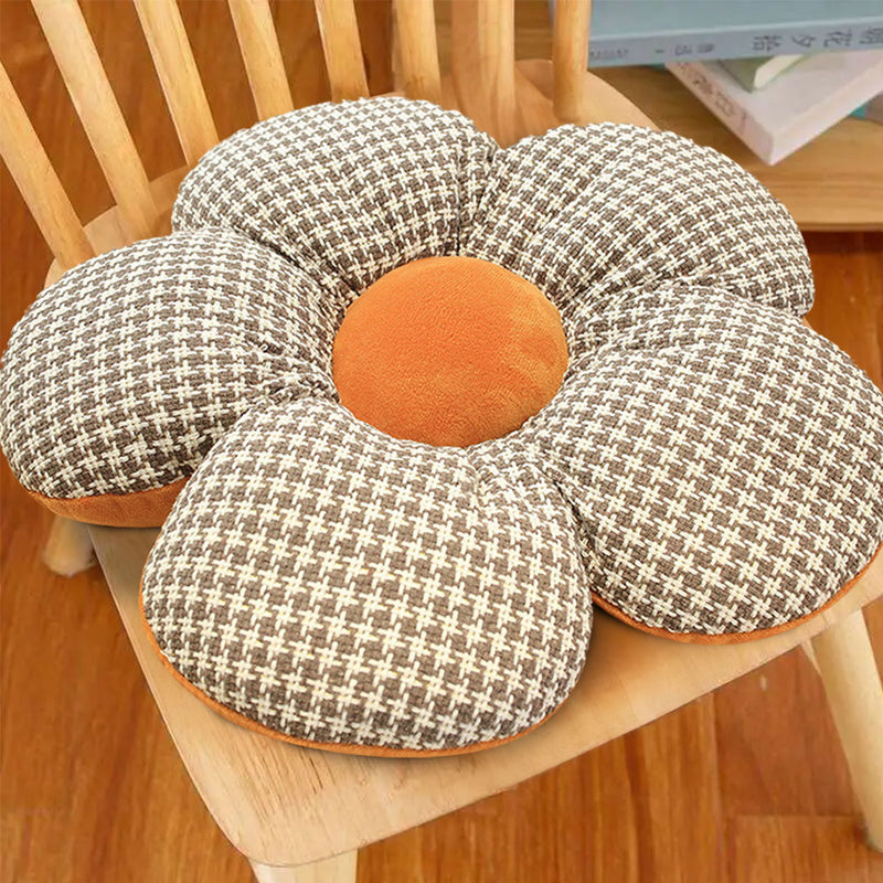 2X Orange Flower Seat Cushion 45cm PP Cotton Fabric Ergonomic Non Slip