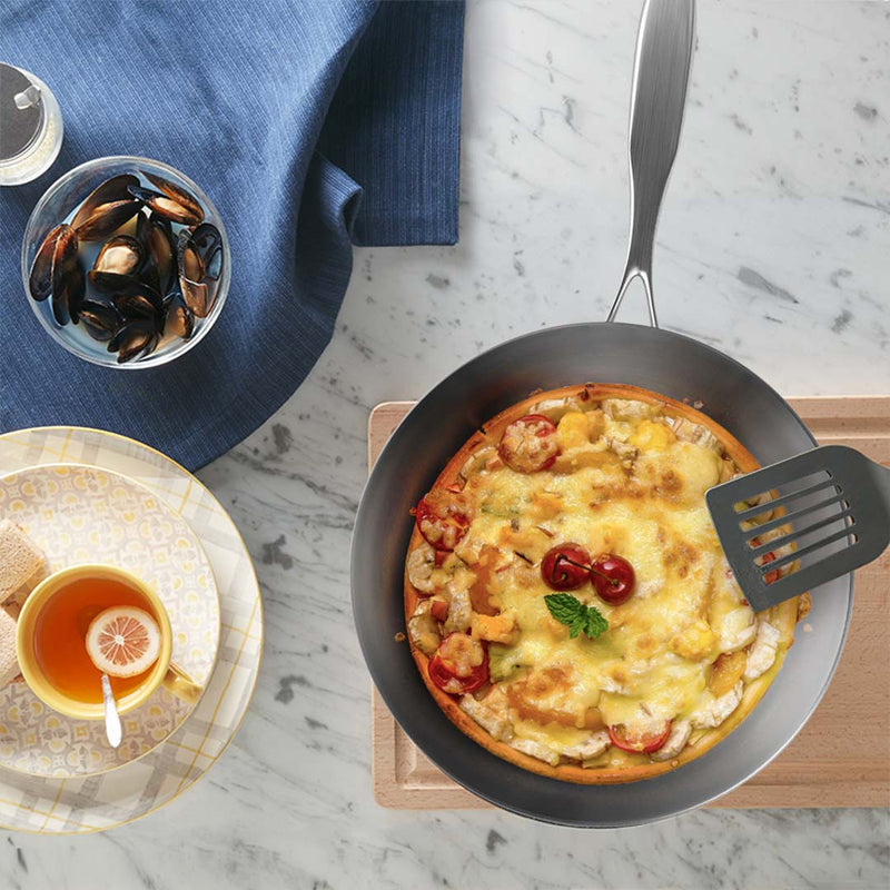 Stainless Steel Fry Pan 32cm Induction Compatible Riveted Handle Professional