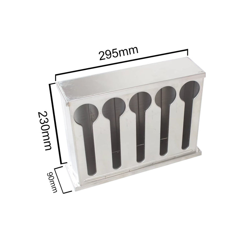 2X 18/10 Stainless Steel Spoon Holder 5 Holes 295X90X230mm Drainable Cover