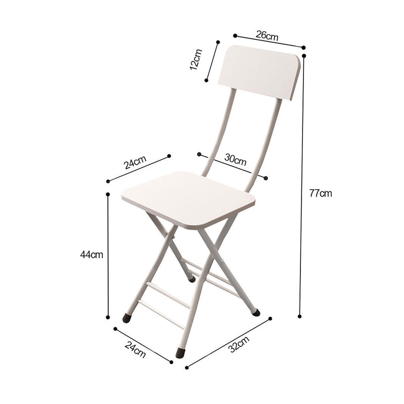 White Foldable Chair Mdf Aluminum Legs Seat Height 44cm Portable Set of 2