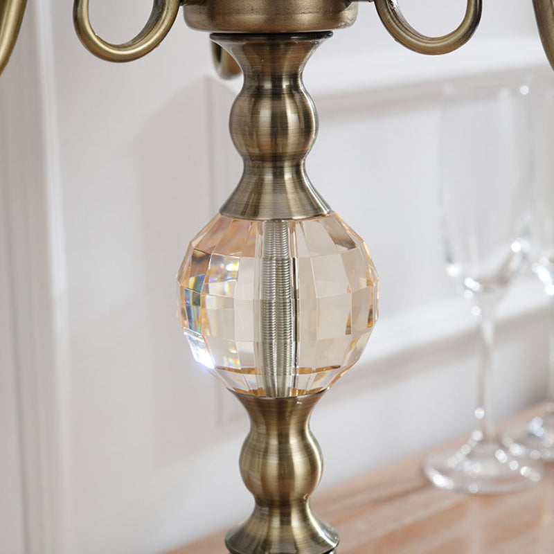 58cm 4-Slots Iron Glass Candlestick Candle Holder Bronze Home Decor Centerpiece