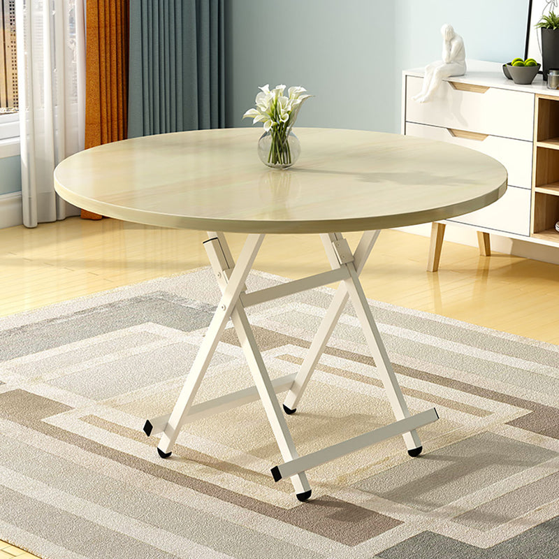 2X Maple Grain Round Dining Table Mdf Top Aluminum Legs 60cm Space Saving