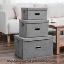 Grey Small Foldable Canvas Storage Box Organizer Durable Decorative Basket