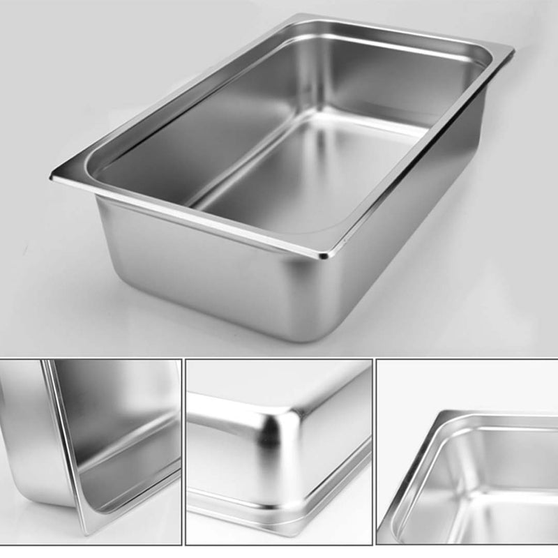6X Full Size Gastronorm Pan Stainless Steel 53x32.5x15cm Stackable With Lids