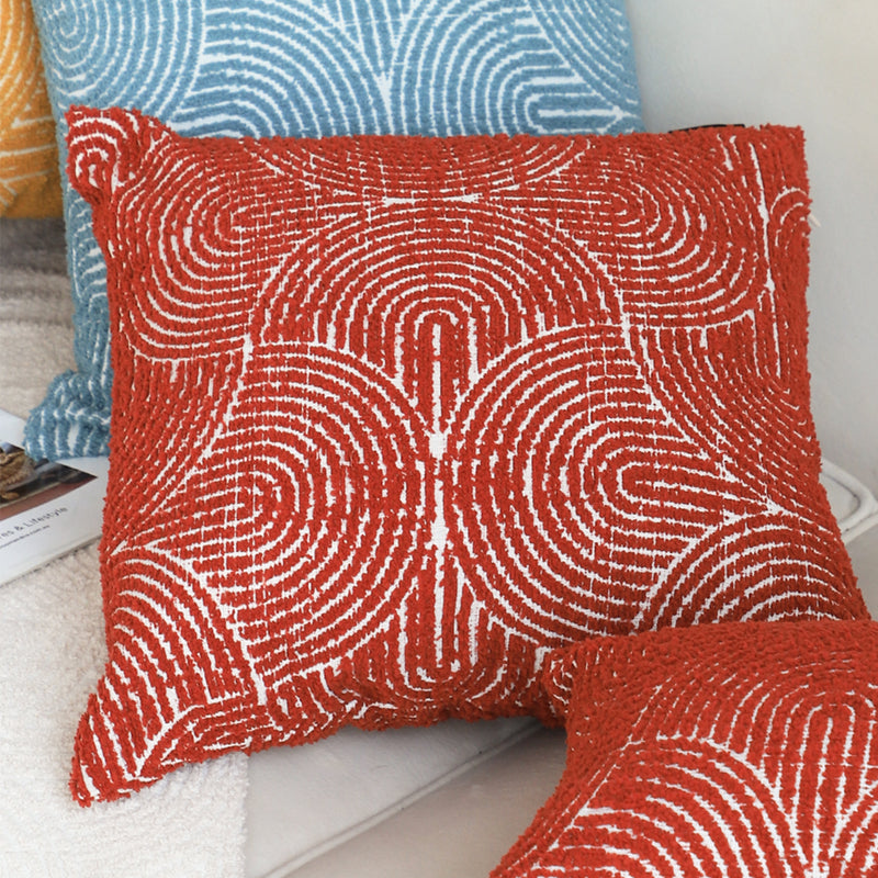2X 50x50x18cm Polyester Cotton Blend Throw Pillow Burgundy Indoor Outdoor