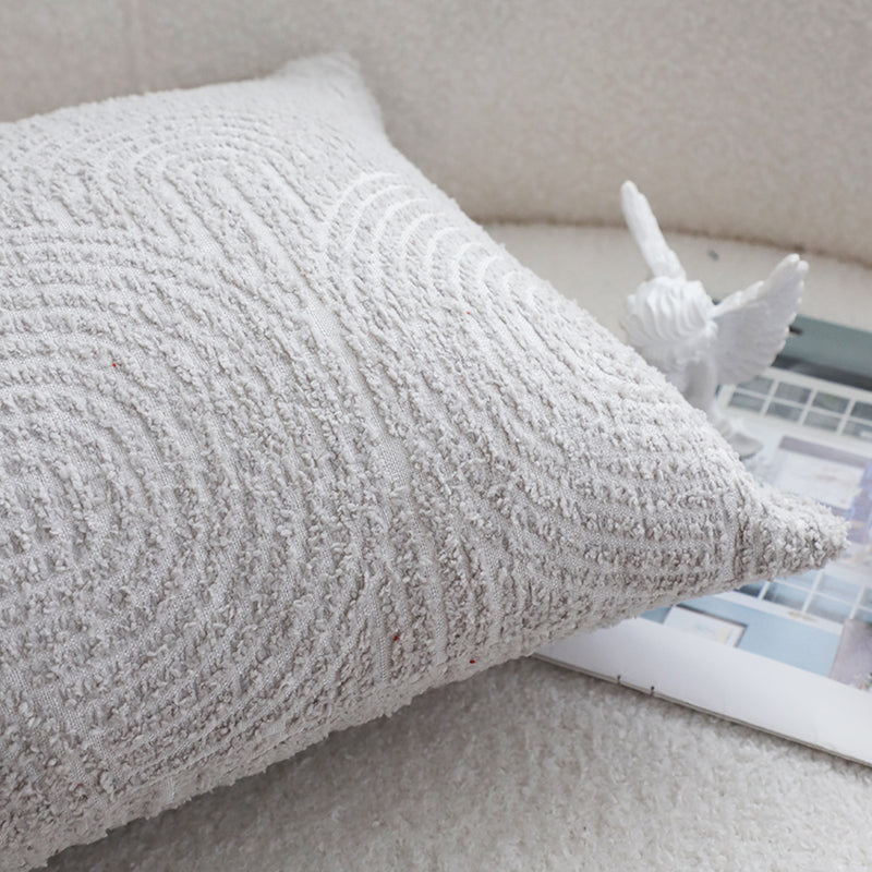 2X Throw Pillow Polyester Cotton 35x55x18cm Lumbar Embroidered Off White