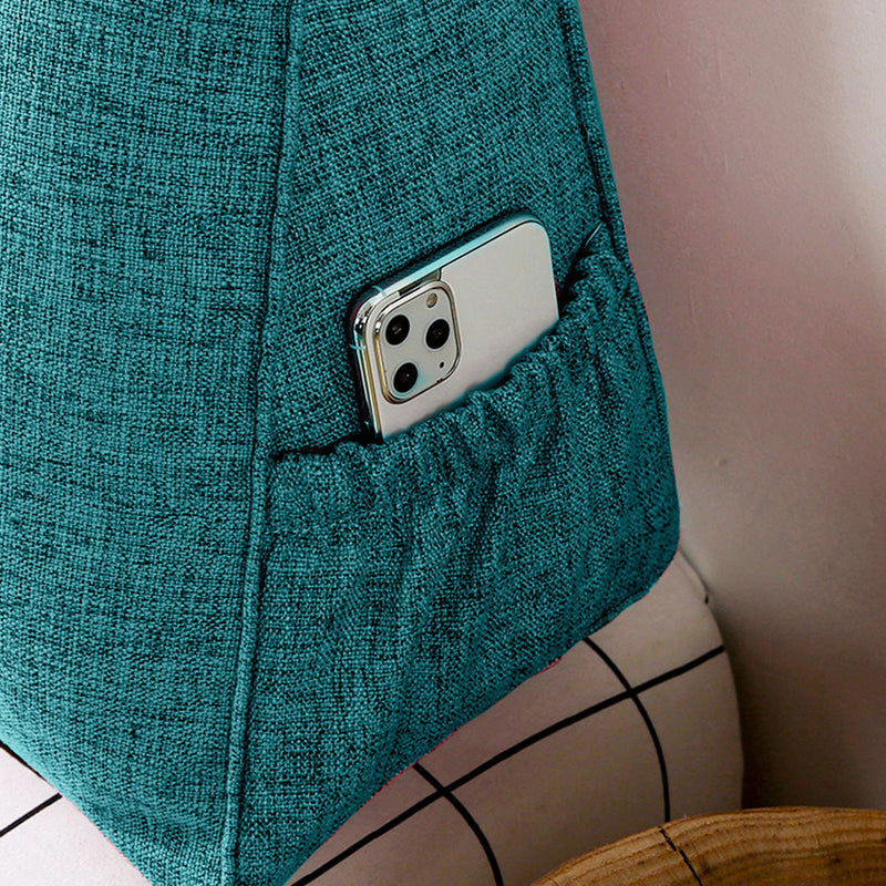 120cm Blue Green Triangular Wedge Pillow Headboard Backrest with Lumbar Support