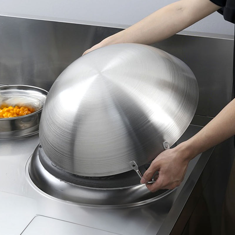 50cm Stainless Steel Wok Dual Handles Kitchen Cooking Home Commercial