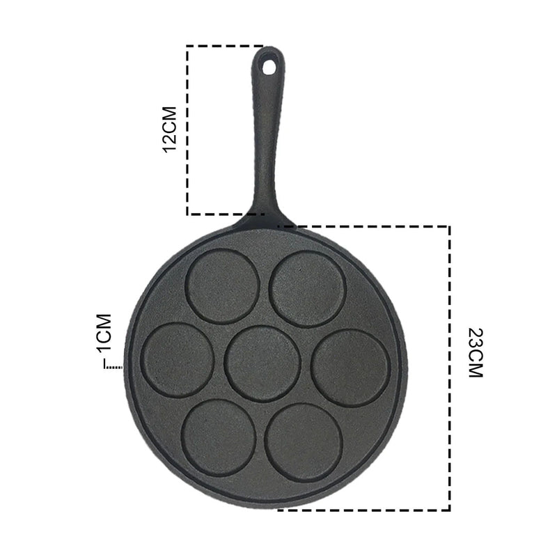Cast Iron Takoyaki Fry Pan 7 Hole Mold 23cm Nonstick Skillet for Octopus Balls