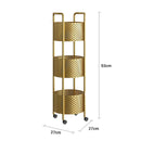 2X 3 Tier Metal Bathroom Shelf Organizer with Wheels Gold 93cm Multifunctional