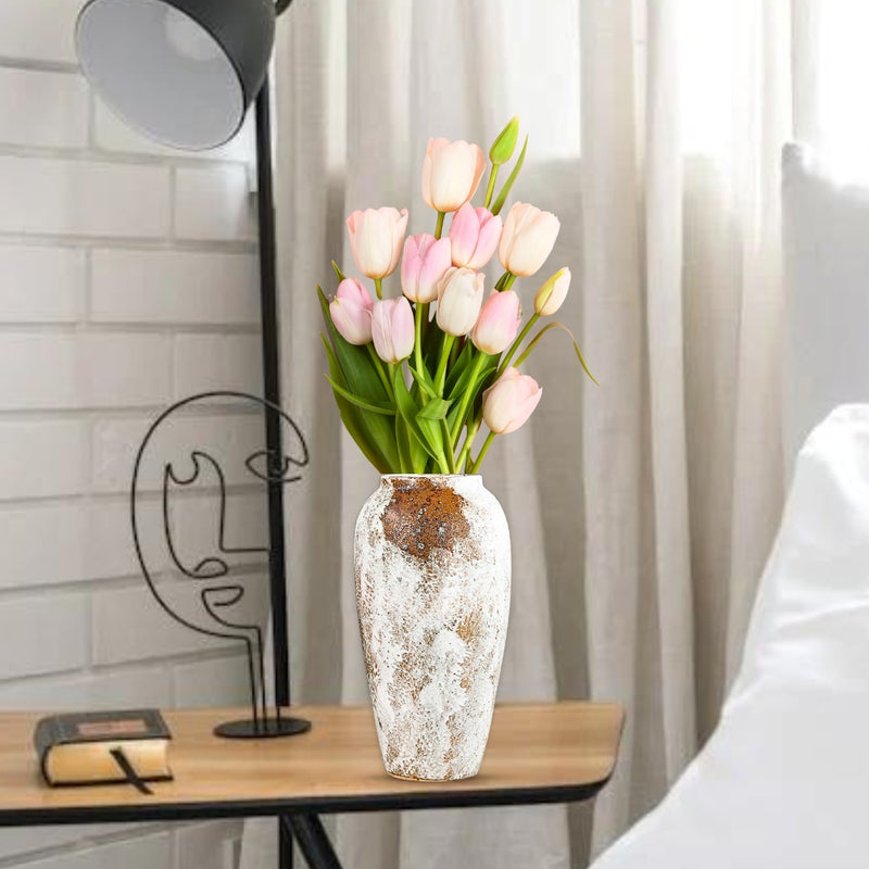 Large White Ceramic Flower Vase 35x17 cm Elegant Home Decor Display Piece