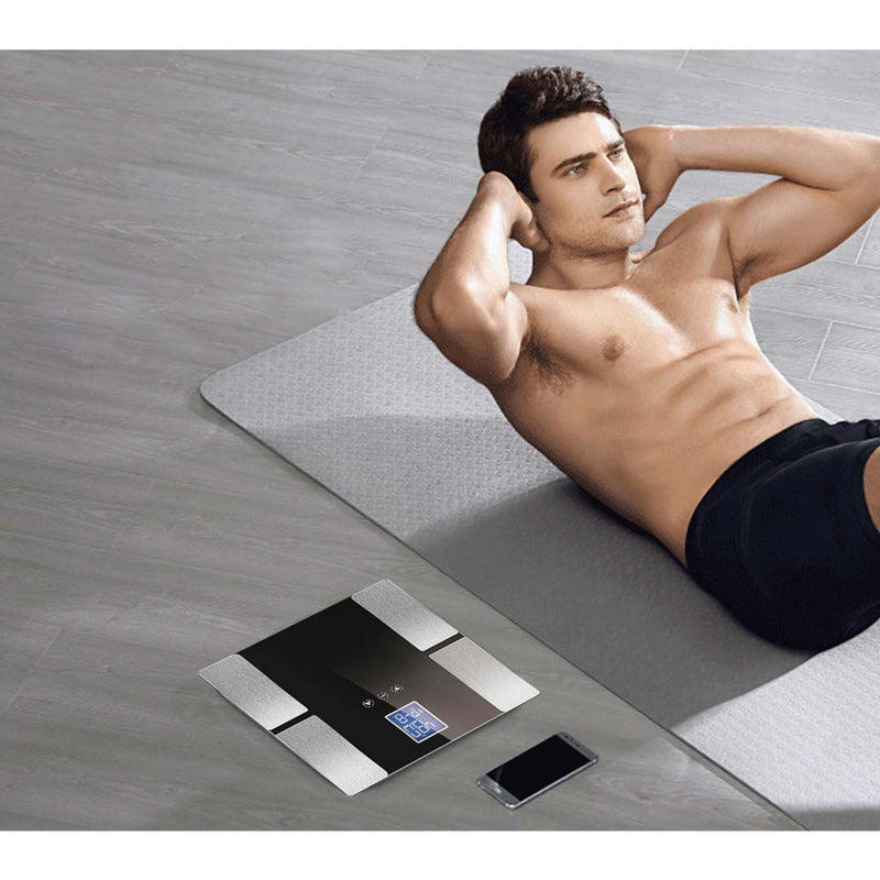 Digital LCD Bathroom Body Fat Scale 180kg Blue High Precision Sensor 8 Users