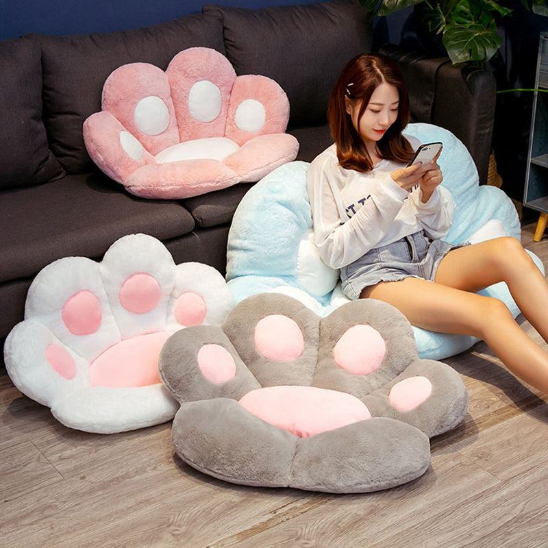 Paw Shape Cushion Polypropylene Cotton Plush 80cmx70cmx20cm White Back Support
