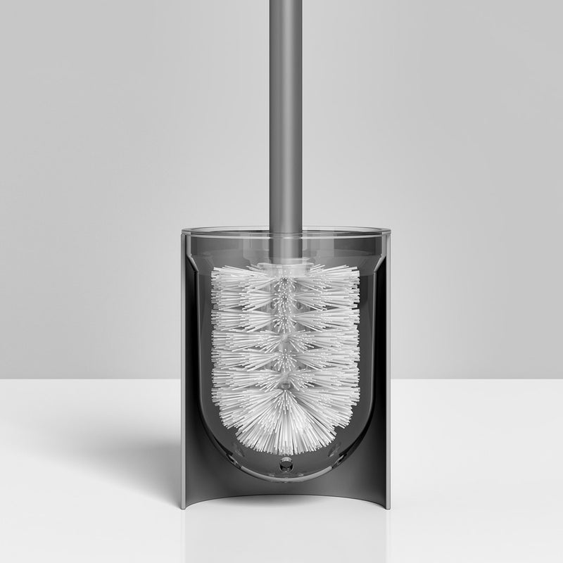 Wall Mounted Toilet Brush with Holder Aluminum Hygienic Scrub Dark Grey 27cm