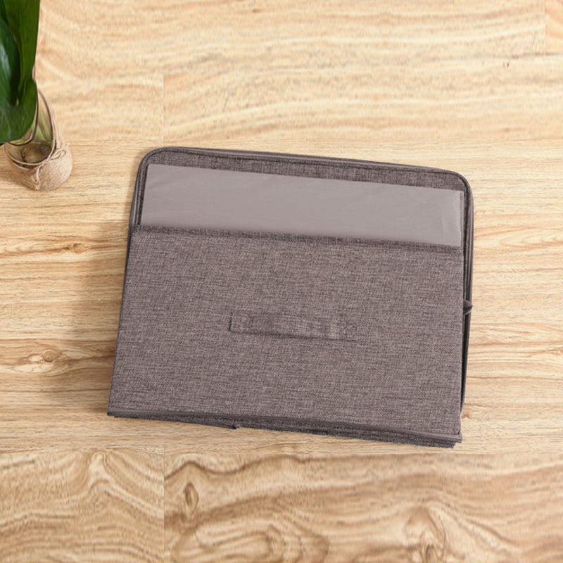 Coffee Fabric Foldable Storage Box Double Zipper Portable Moisture Proof 38x26x15cm