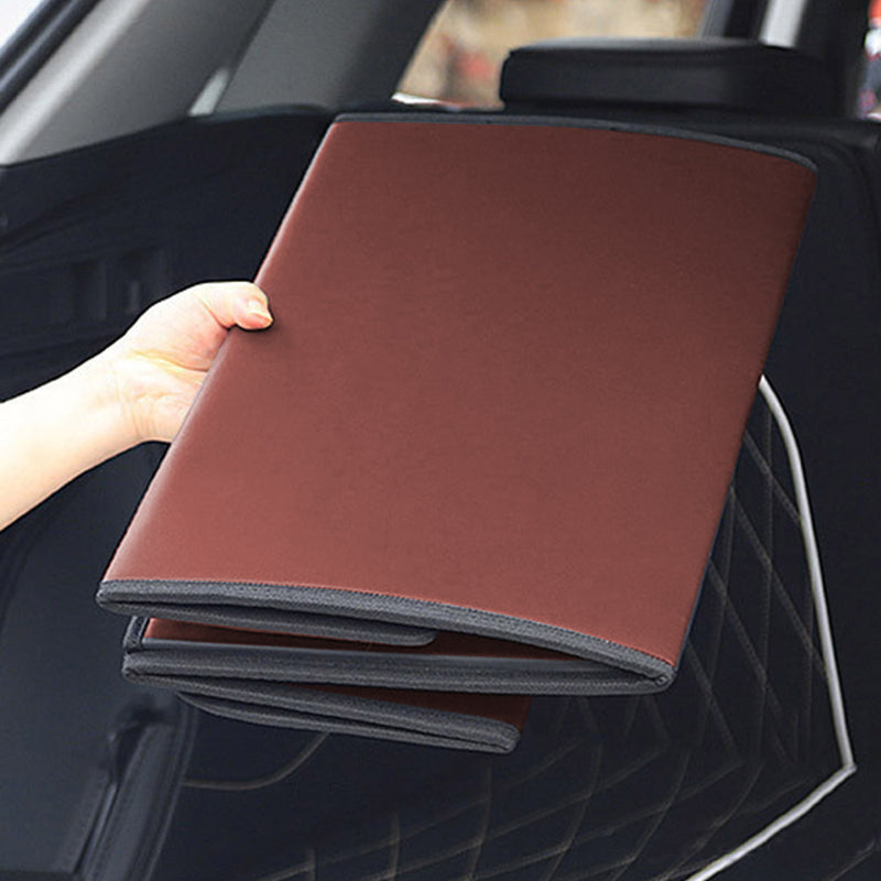 Leather Car Boot Organizer Box 55 x 30 x 30cm 10Kg Capacity Collapsible Coffee